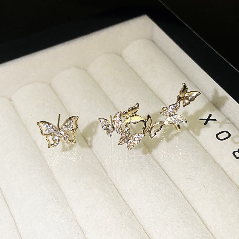 High-grade Butterfly Asymmetric Personalized Ear Clip Earrings