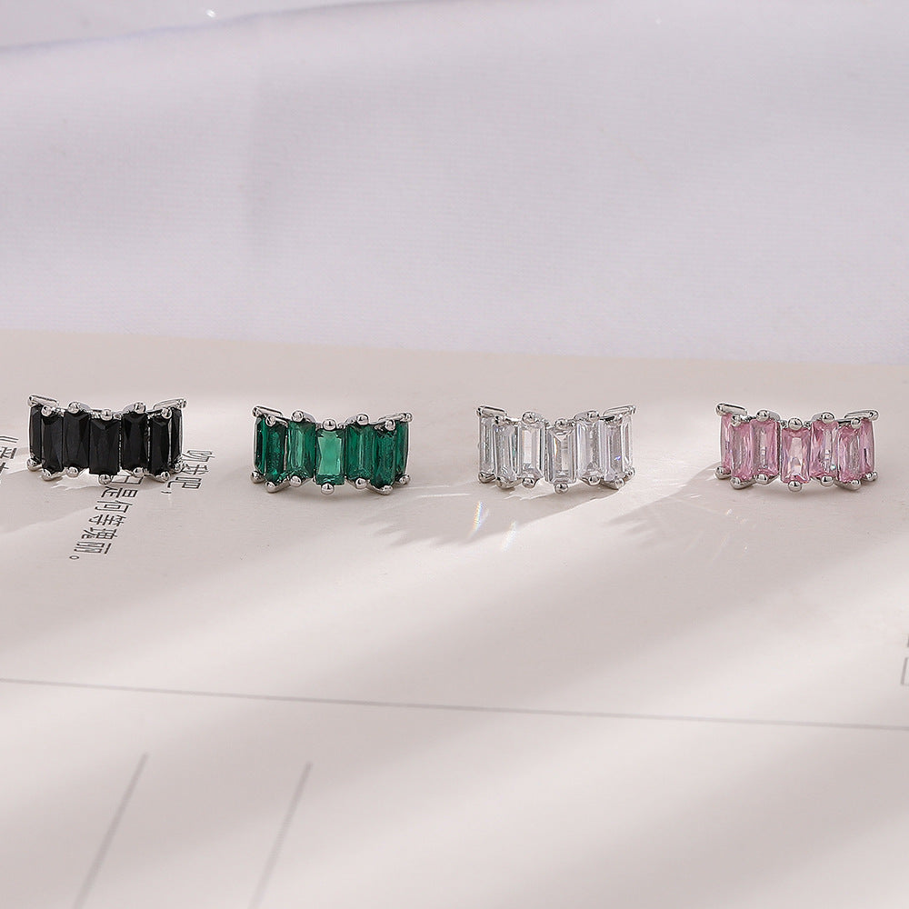 Men's Square Light Luxury Colorful Crystals Without Pierced Irregular With Personality Rings