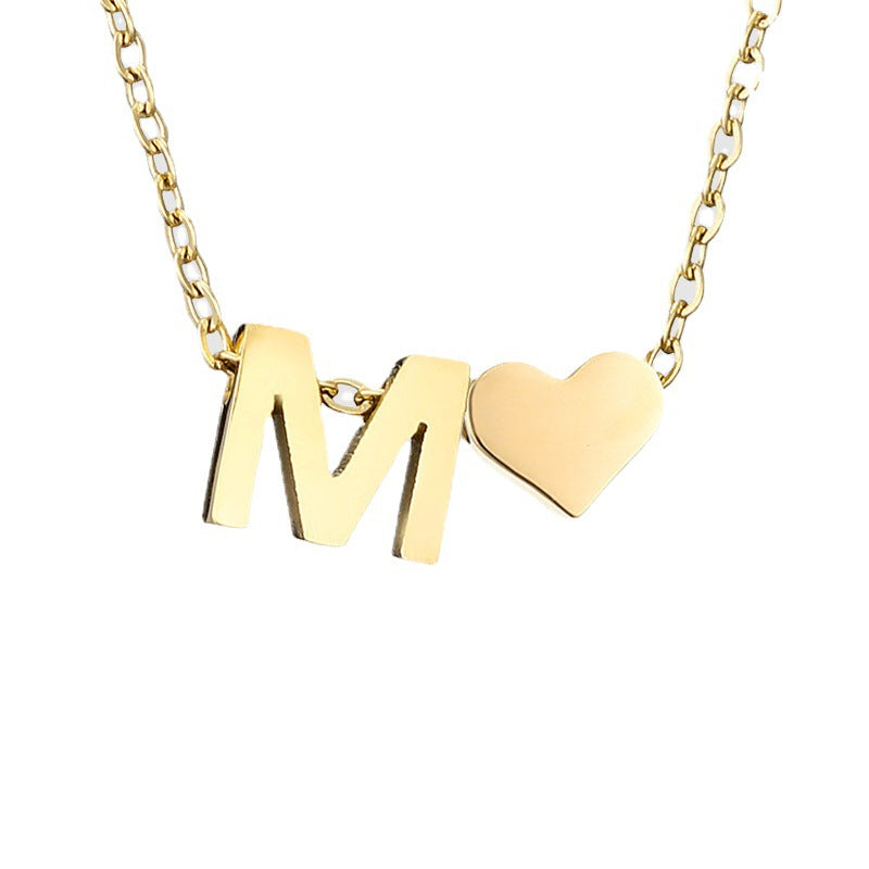 Women's English Letter Retro Fashion Metal Heart Jewelry Set