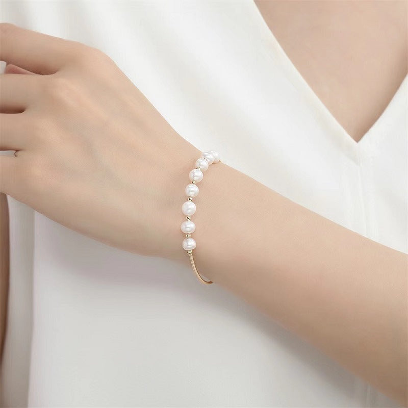 Female Temperament Elastic Gold Injection Open Bracelets