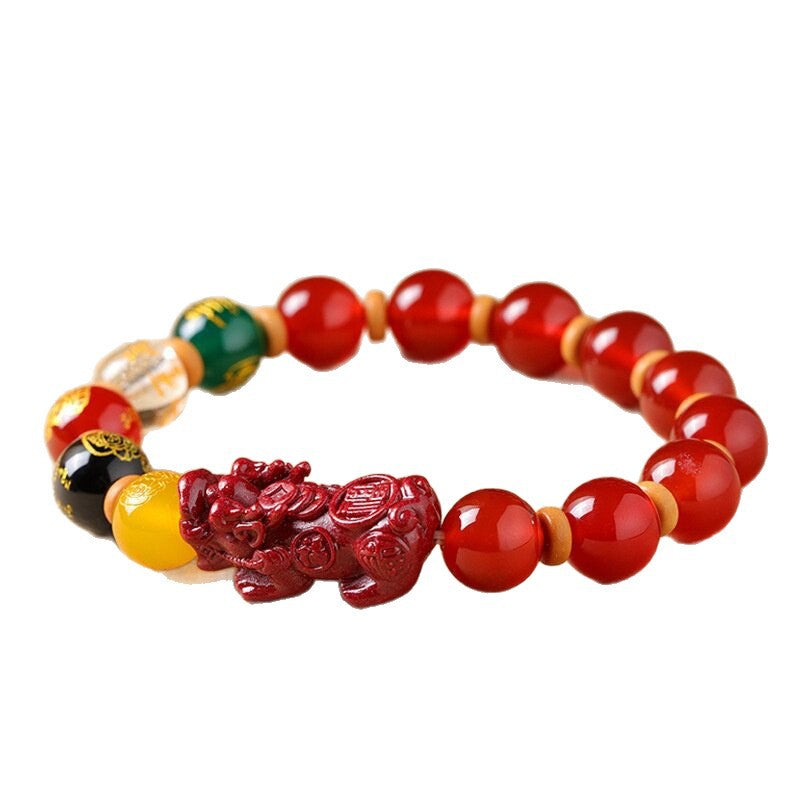Five Gods Of Wealth Red Agate Elements Crystal Purple Bracelets