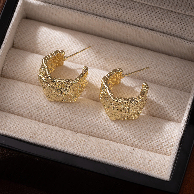 Irregular Pleated Shaped Ear Retro Design Special Earrings