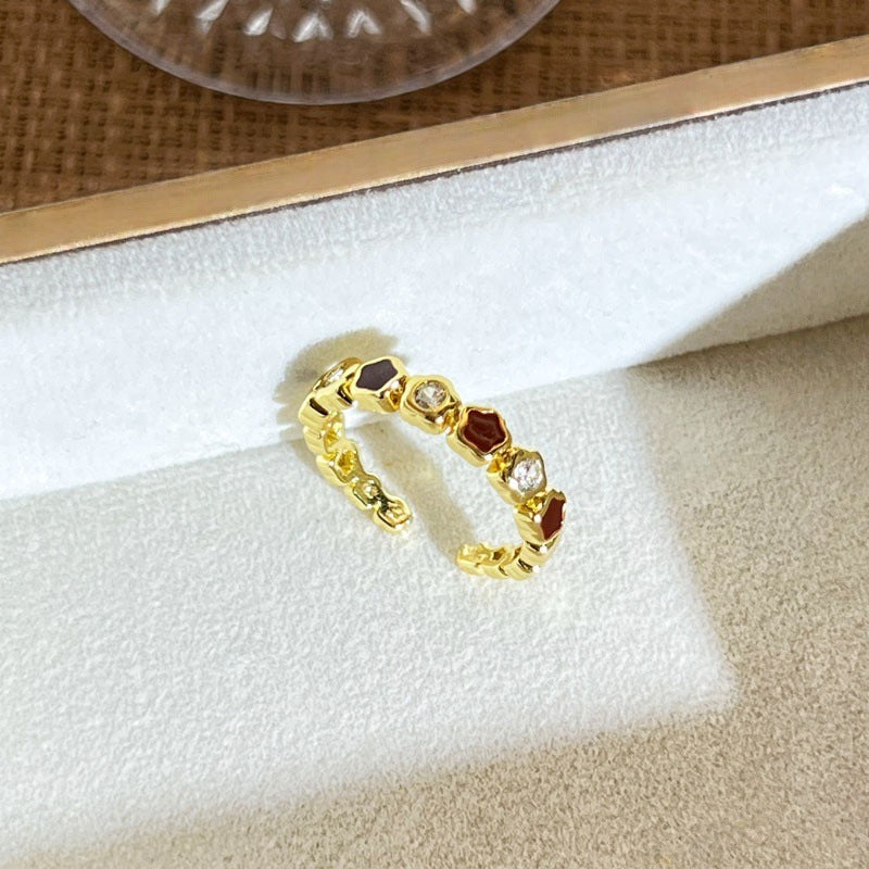 Leaf Flower Female Geometric Affordable Luxury Fashion White Ring
