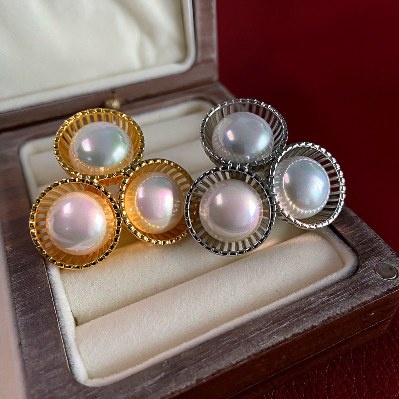 Retro Hollow Pearl Ear Cold Style Unique Earrings