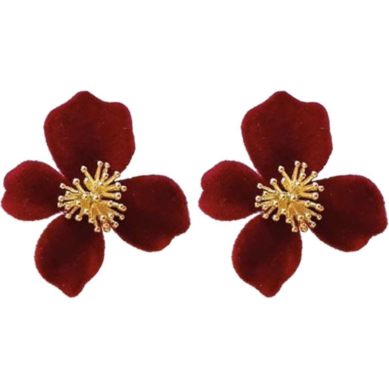 Women's Needle Veet Flower High-grade Light Luxury Earrings