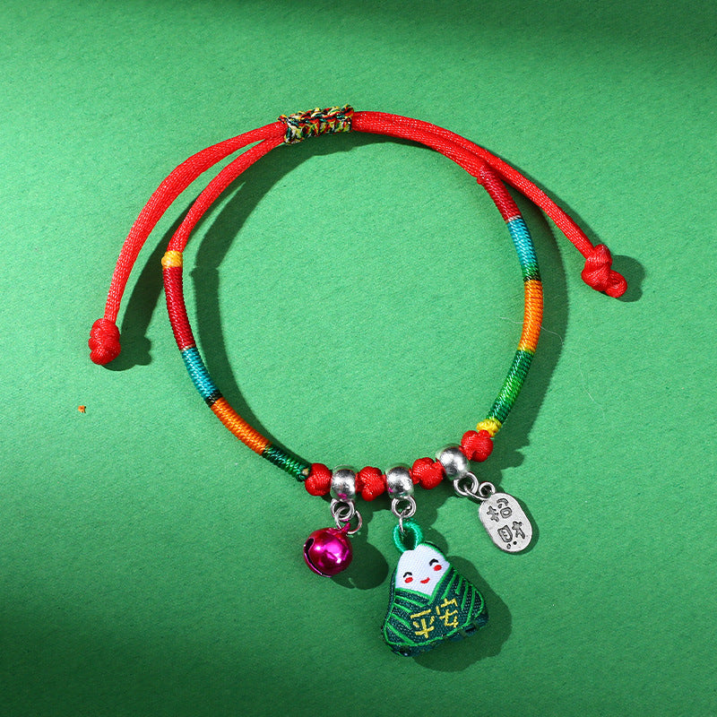 Children's Dragon Boat Festival Colorful Rope Small Tiger Head Lucky Bag Bracelet