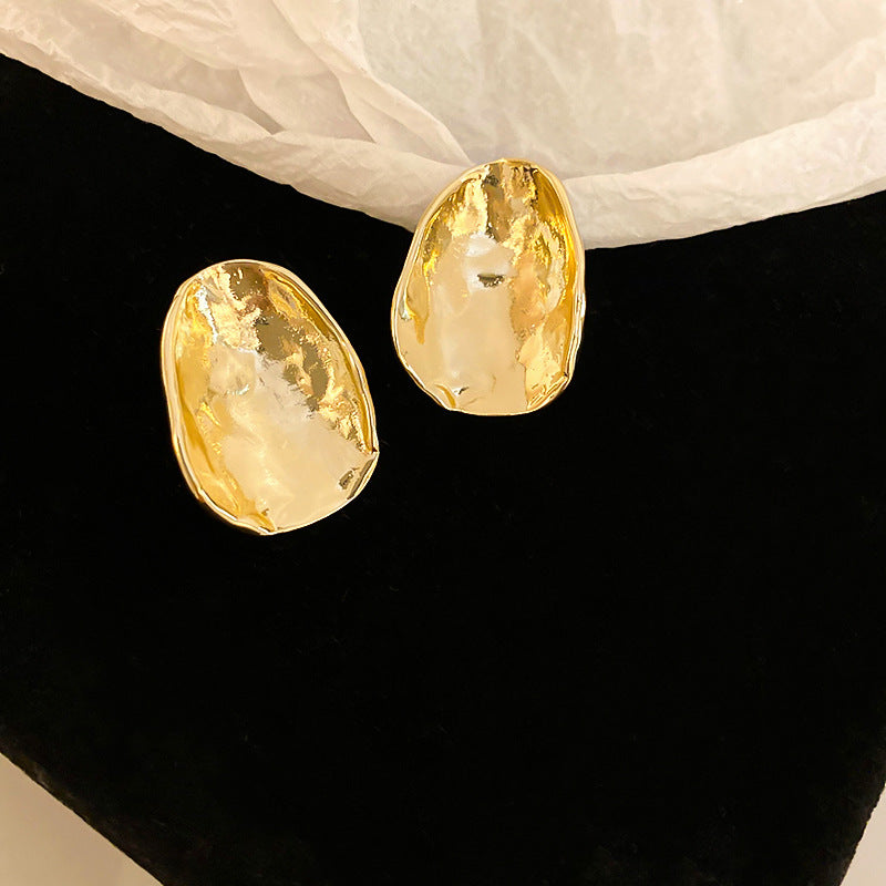 Women's Sier Needle Design Irregular Metal High-grade Minority Fashion Light Luxury Stud Earrings