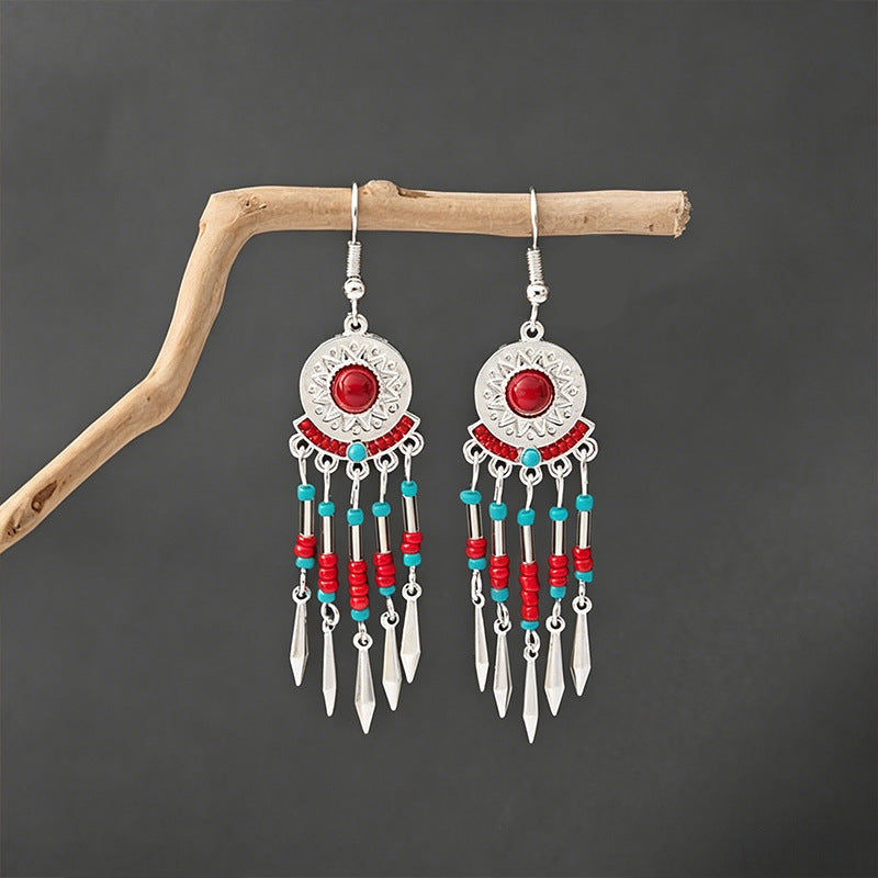 Bohemian Tassel Water Drop Summer Vacation Style Dopamine Earrings