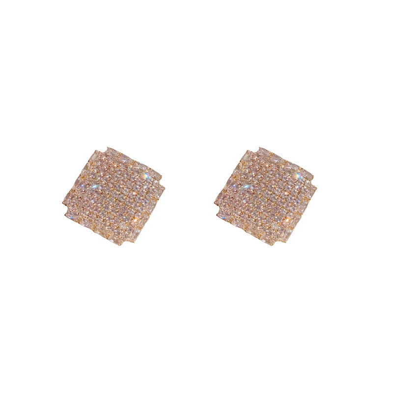 Women's Full Diamond Rhombic Ear Korean Sier Earrings