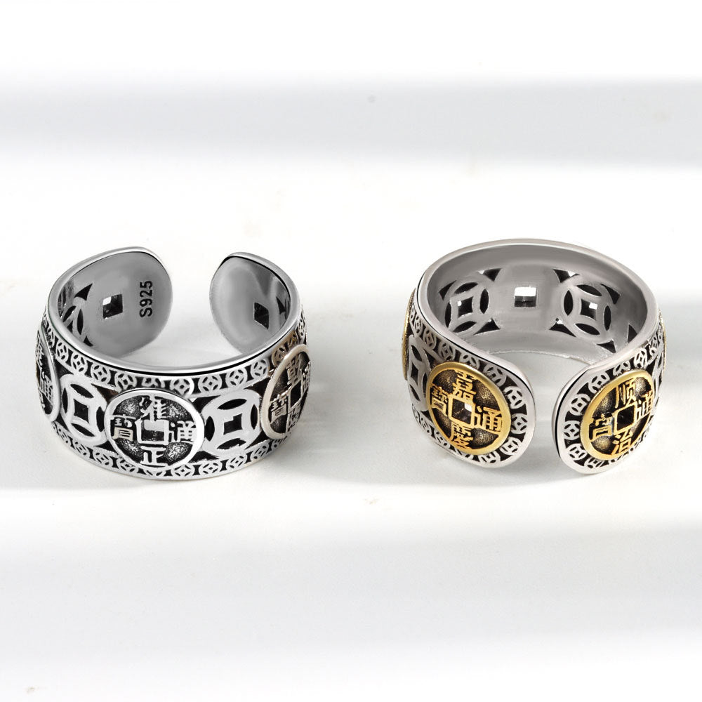 Women's & Men's & Wide Version Dynasty Five Coins Coin Rings