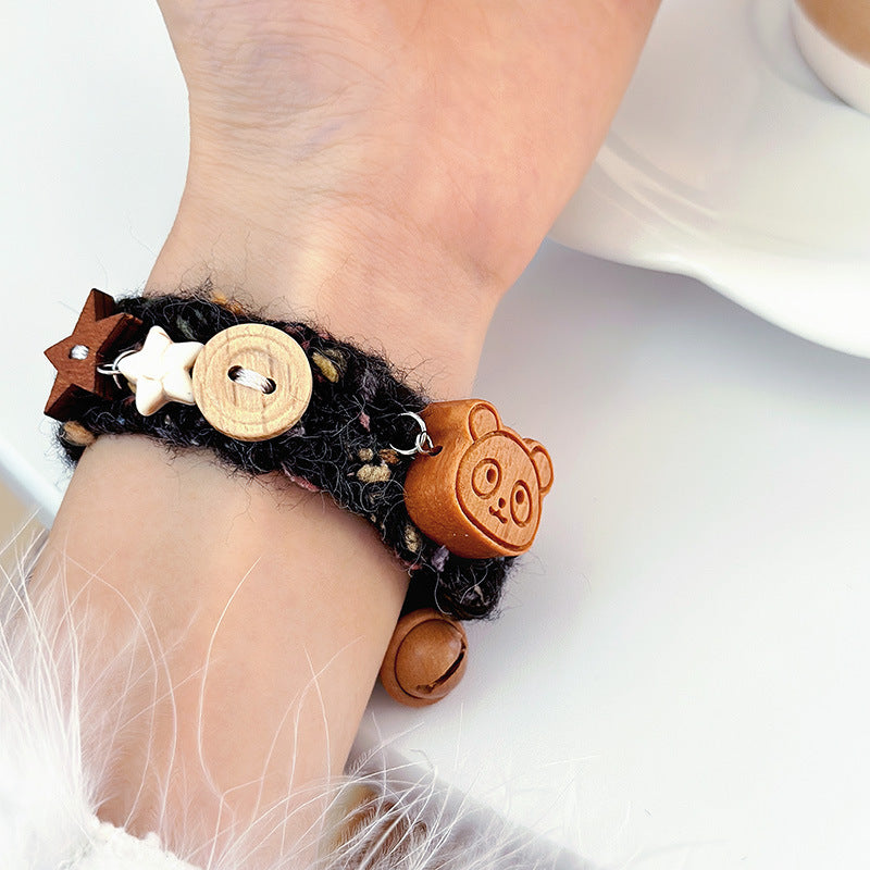 Dopamine Ebony Bear Hand-woven Wool Sweet Girly Bracelets