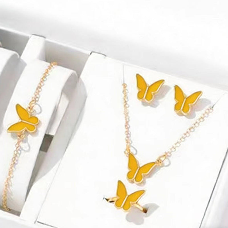 Drip Glazed Exquisite Simple Minority Fashion High-grade Clavicle Chain Elegant Jewelry Set