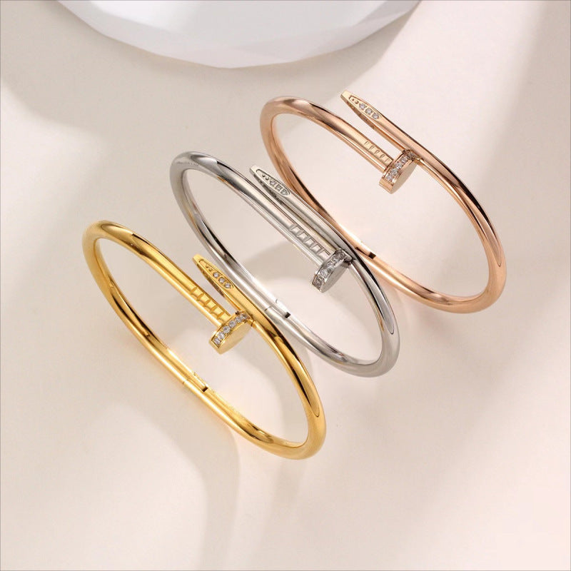 Women's Steel Not Easy To Fade Diamond Nail Bracelet