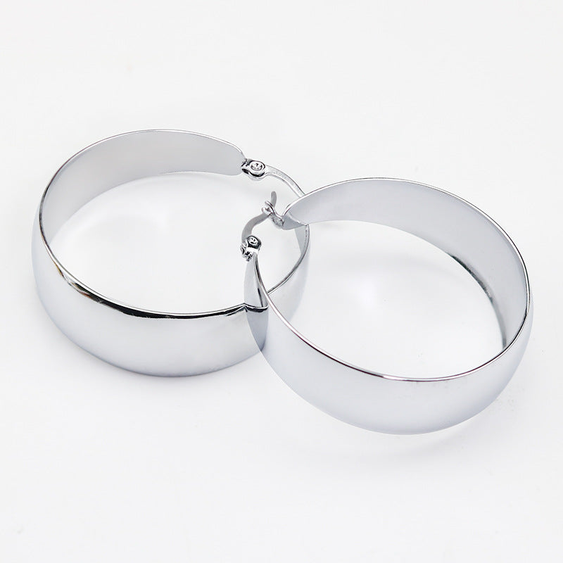Women's Stylish Simple Personality Trendy High Profile Large Titanium Steel Clip Ear Buckle