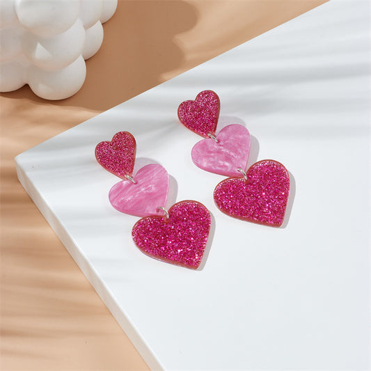 Boucles d'oreilles de niche en forme de cœur d'amour en acrylique pour la Saint-Valentin pour femmes