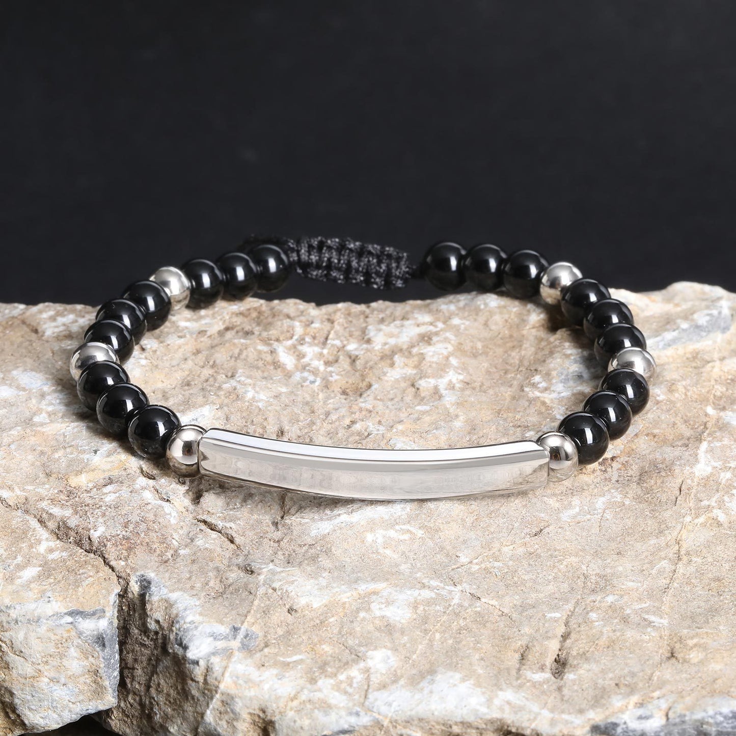 Steel Curved Natural Tigereye Agate Bead Adjustable Can Carve Bracelets