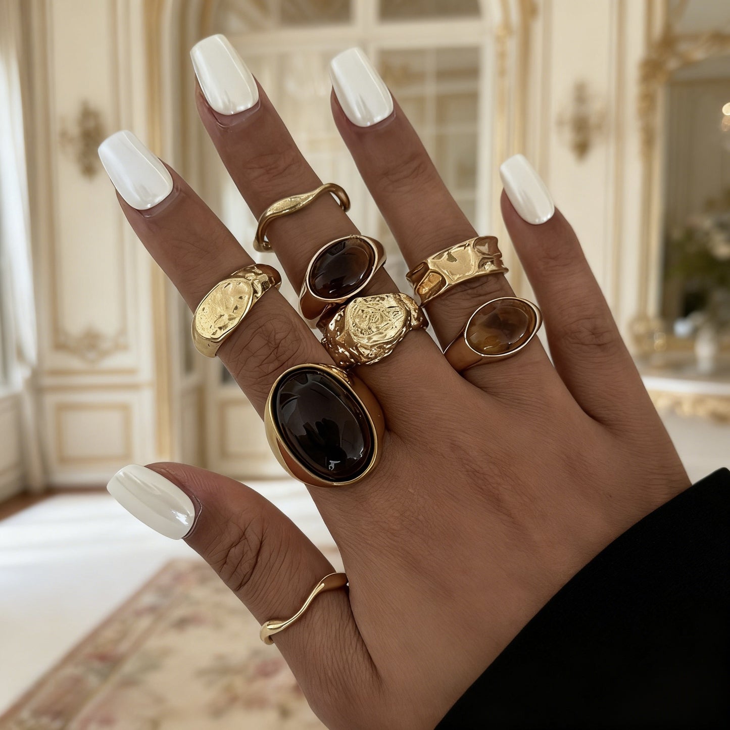 Luxury Fashion Vintage Open Shaped Irregular Chic Scenery Rings