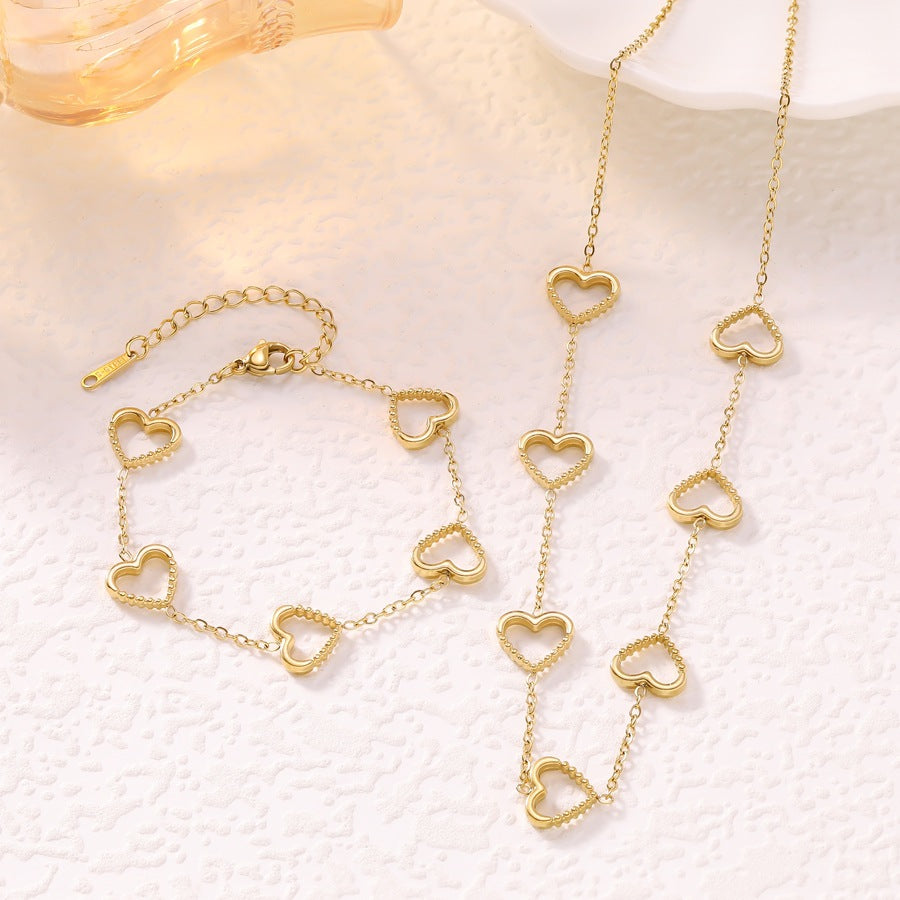 Women's Affordable Luxury Style Hollow Heart-shaped Stainless Steel Jewelry Set