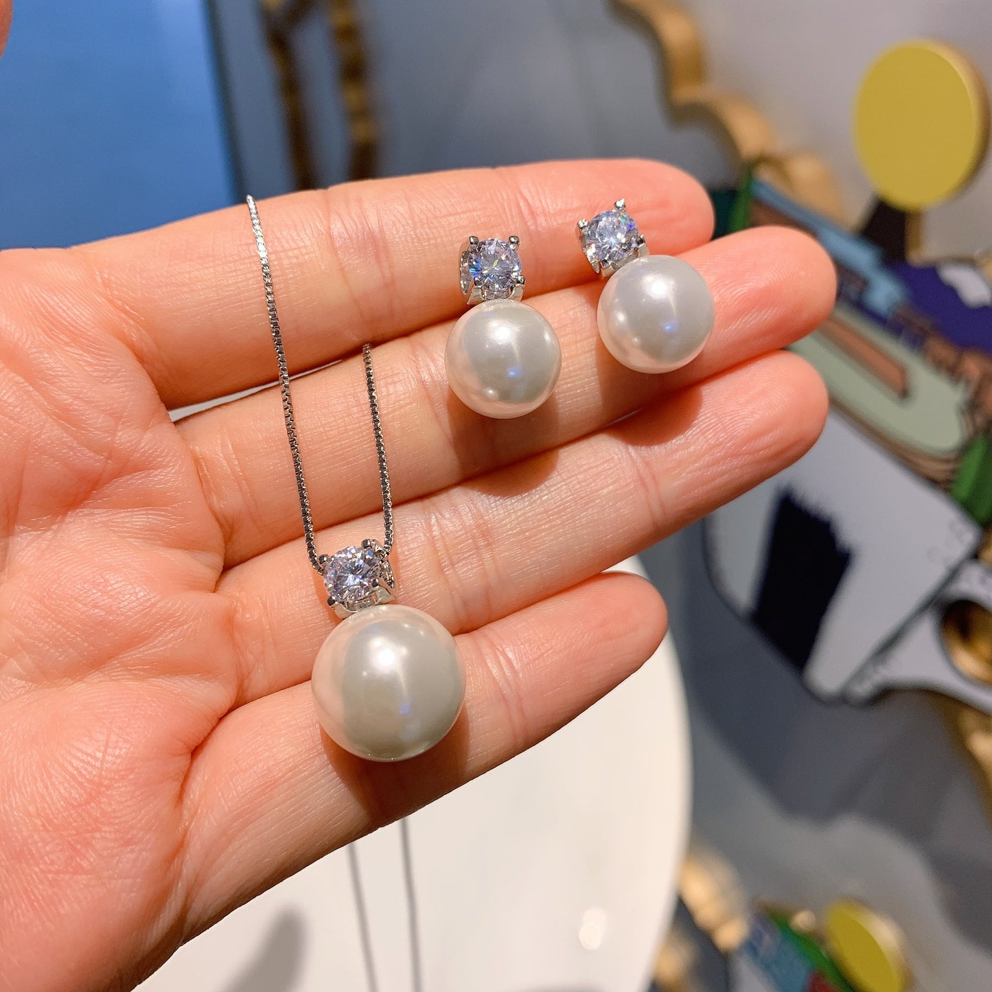Women's Live Broadcast Australia Fritillary Pearl Eardrops Personalized Cold Jewelry Set