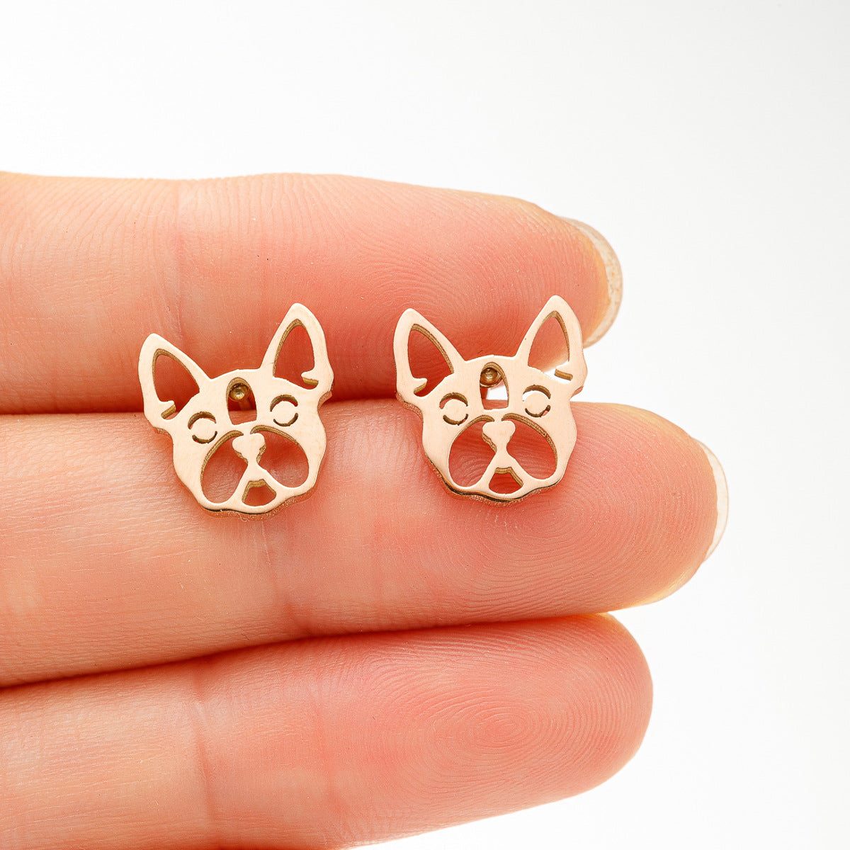 Boucles d'oreilles simples en acier inoxydable pour chien du zodiaque chinois