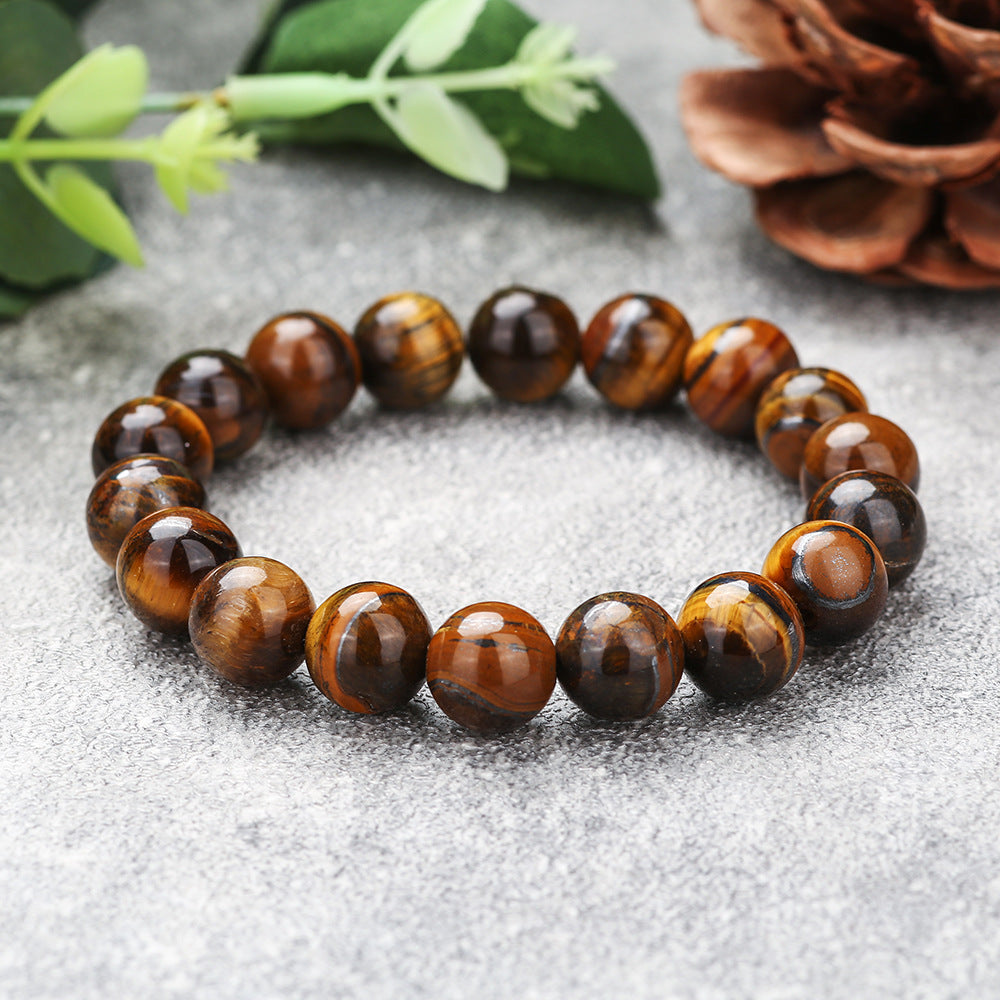 Men's Charm Beaded And Solid Color Tigereye Bracelets