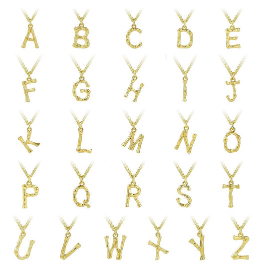 Women's Style Ornament Bamboo Letter Pendant Clavicle Necklaces