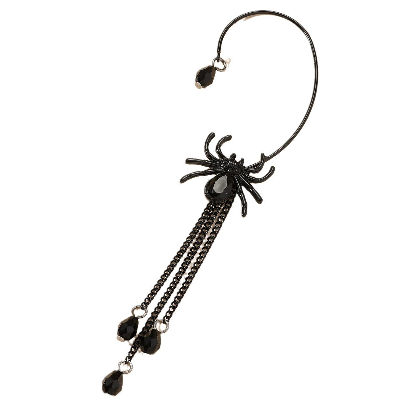 Skull Black Spider Ear Hanging Long Earrings