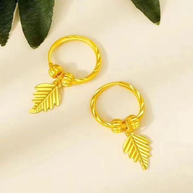 Women's Live Brass Gold-plated Leaves Ear Clip Earrings