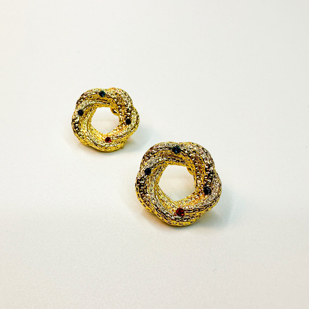 Retro Elegant Spiral Round High-grade Button Rings