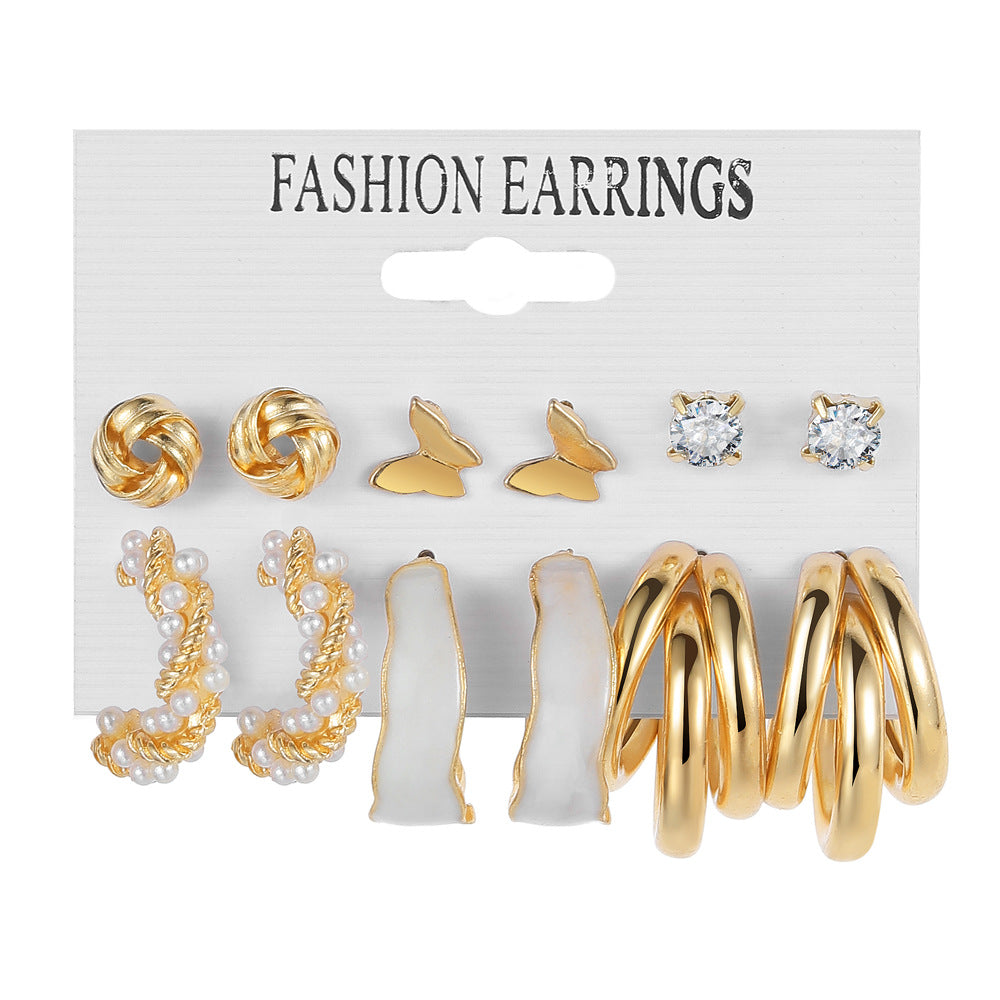 Alloy Ear Square Geometric Set Vintage Earrings