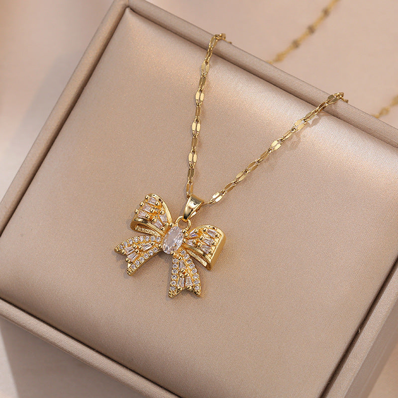 Women's Bow Zircon Accessories Live Broadcast Palace Necklaces