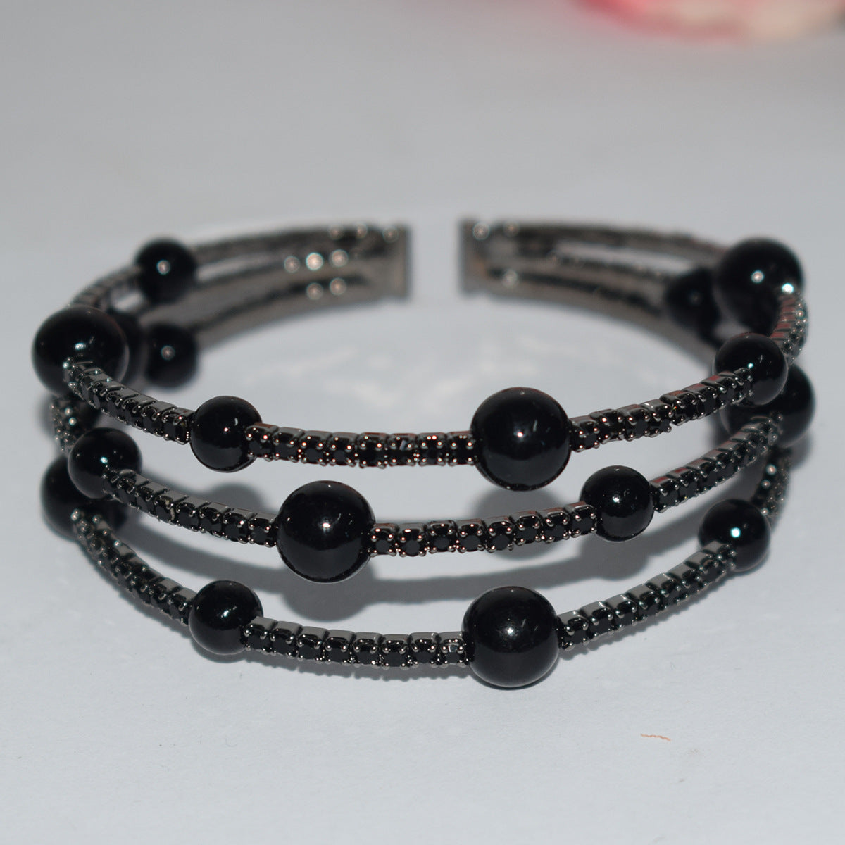 Women's Fashion Exaggerated Rhinestone Pearl Open-ended Temperament Bracelet