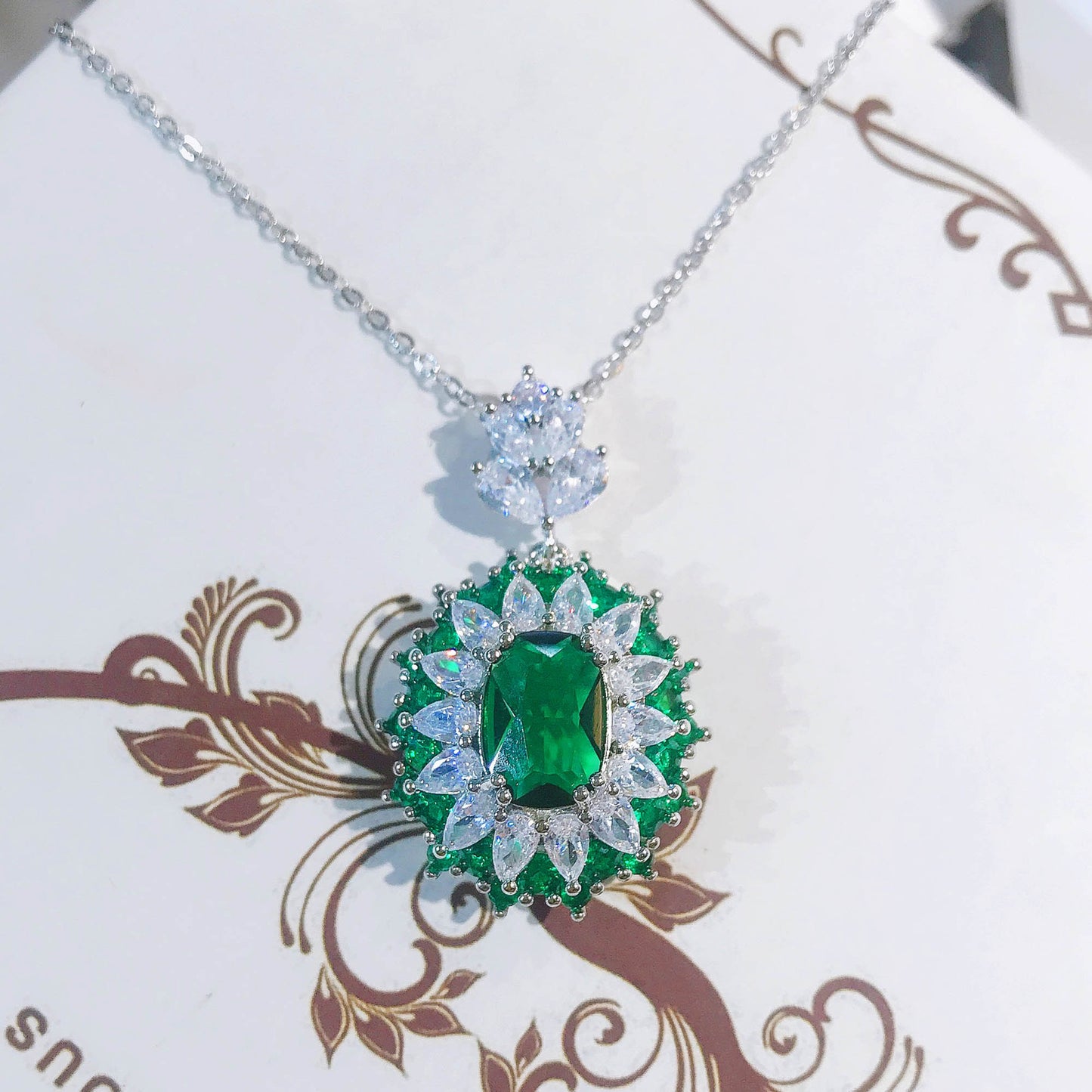 Emerald Royal Sapphire Colored Gems Open Finely Jewelry Set