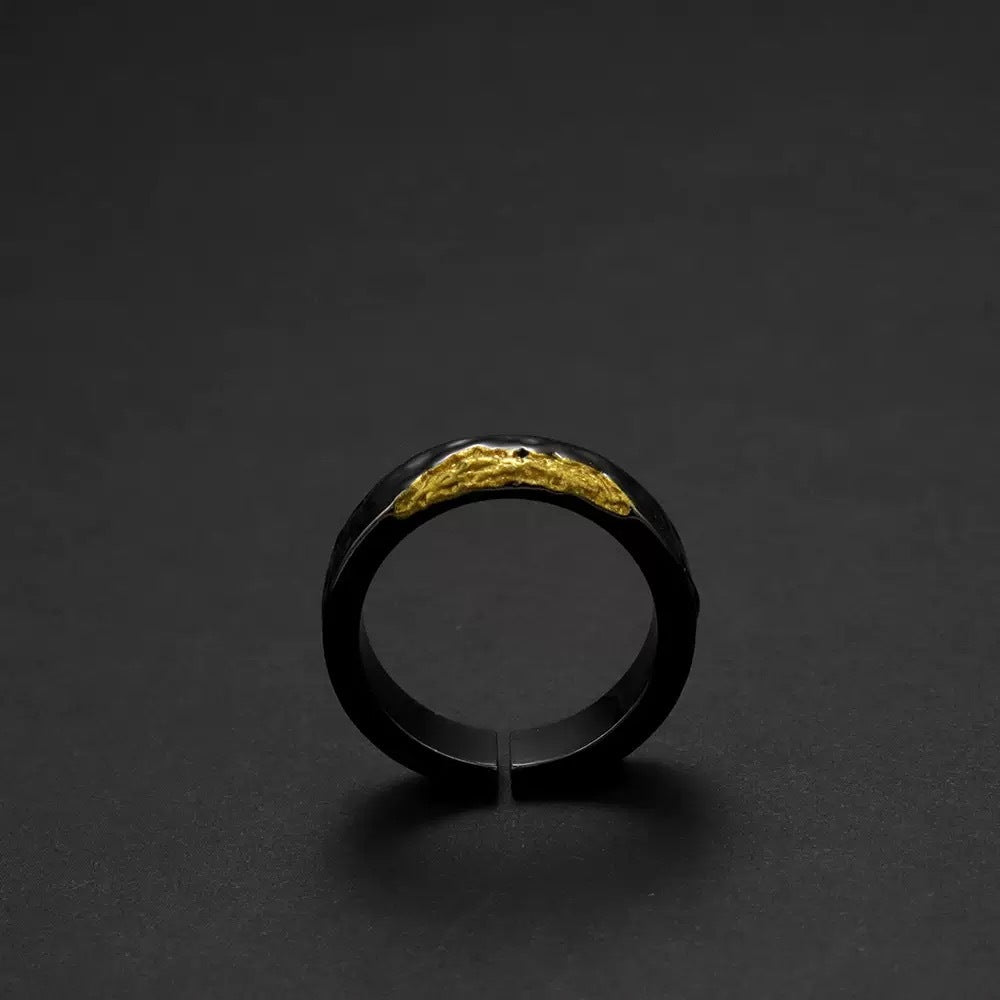 Men's Retro Minority Design Black With Opening Female Ring