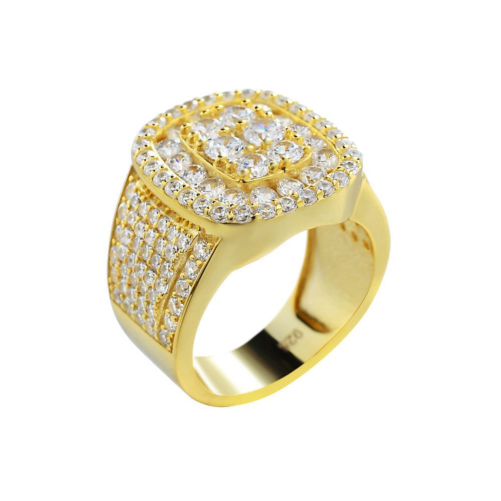Jewelry Inlaid Rhinestone Cross Gold Popular Rings