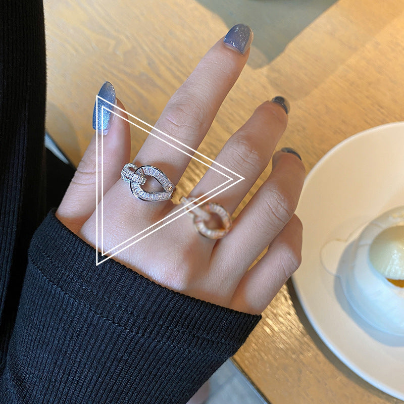 Female Temperament Light Luxury Stylish Opening Index Rings