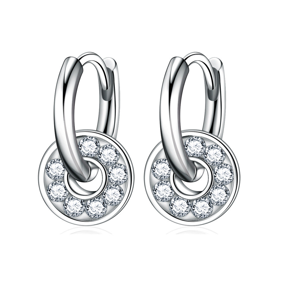 Boucles d'oreilles rondes pour femmes, motif géométrique, personnalité, pavé, rêve