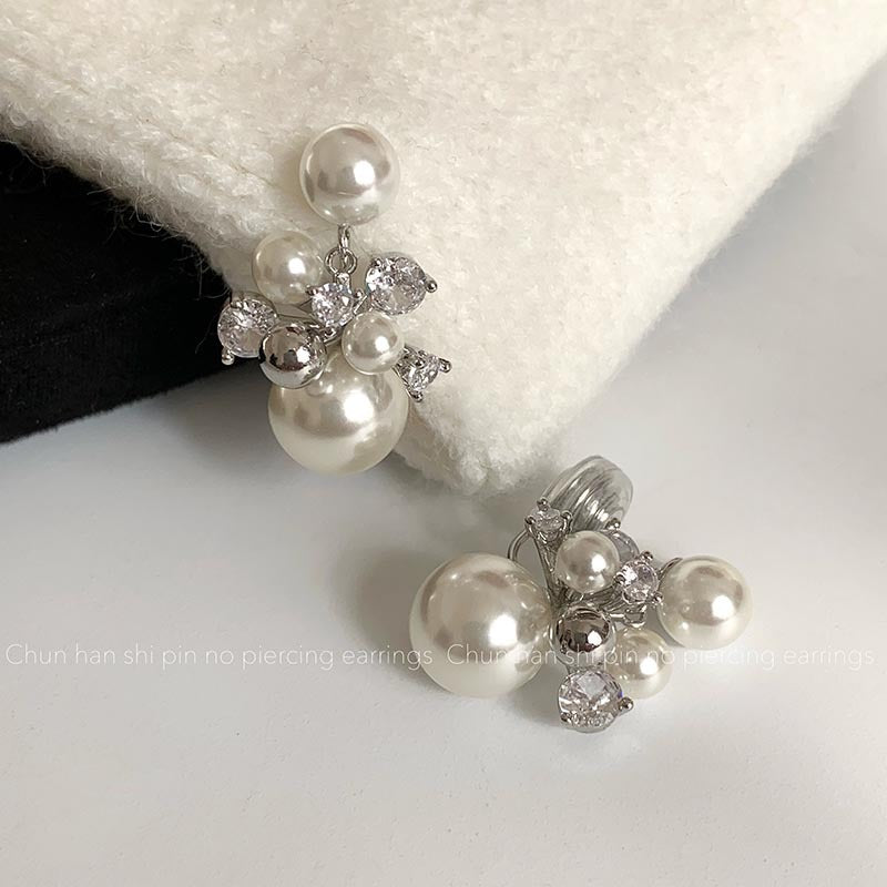 Women's French Entry Lux Zircon Pearl Fireworks Elegant High Sense Mosquito Ear Clip