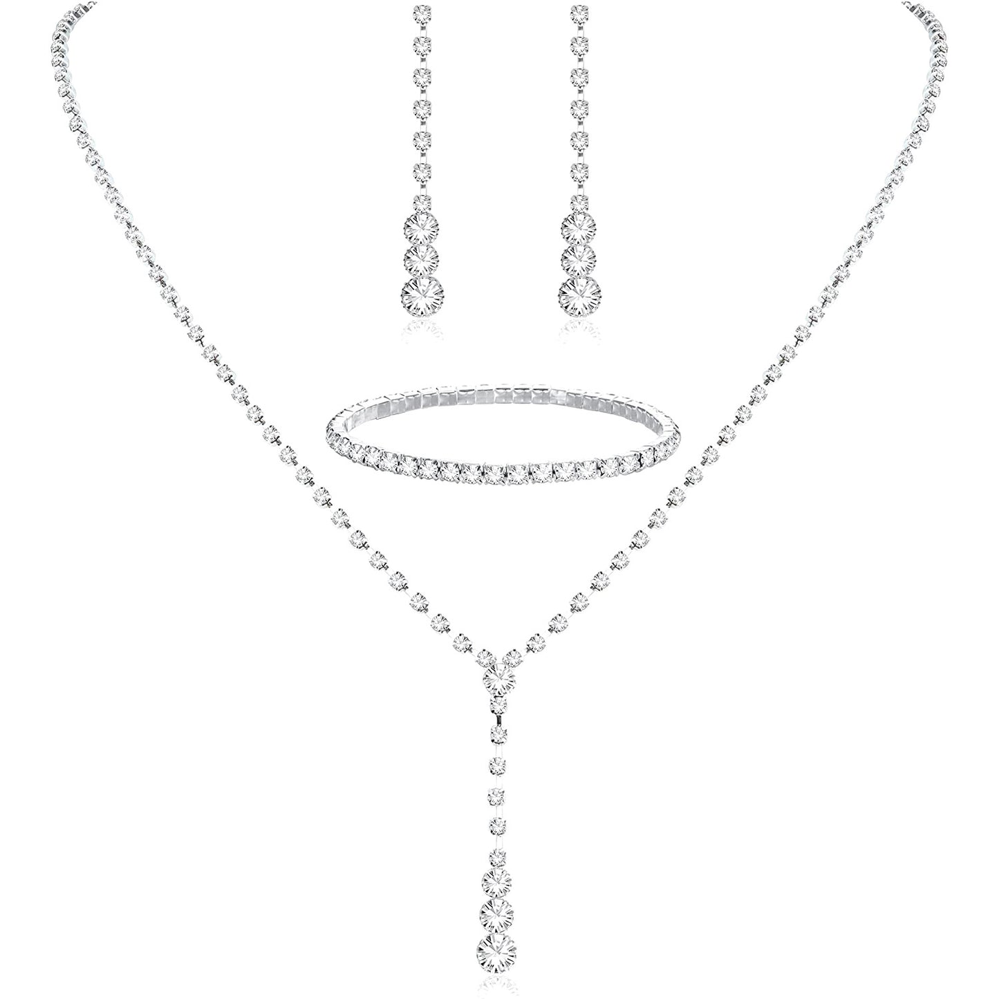 Bridesmaid Prom Costume Rhinestone Bridal Wedding Metal Jewelry Set