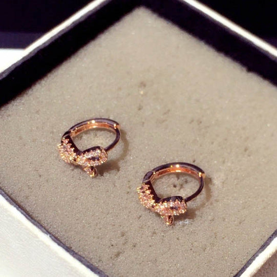 High-grade Micro Inlaid Zircon Bow Clip Ear Buckle