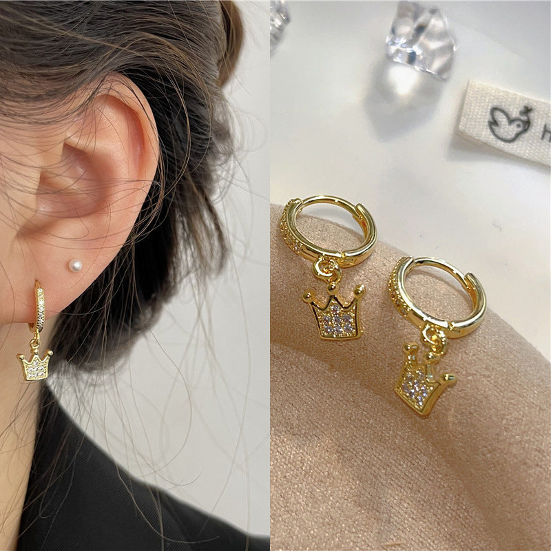 Rhinestone Ear Clip Eardrops Exquisite Sweet Hoop Earrings