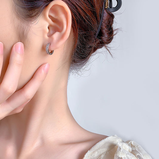 Drill Female Personality Wild Twin Circle Ear Earrings