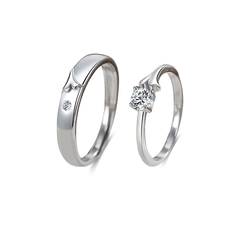 Ginkgo Couple Fresh Leaf Zircon Ornament Rings