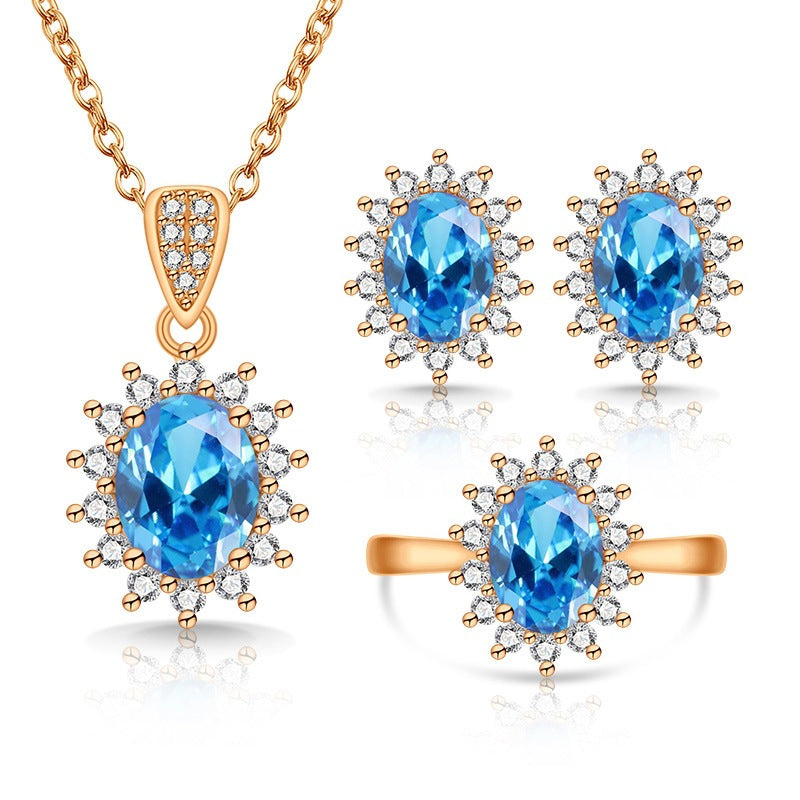 Live Broadcast Colored Gems Fashion Simulation Jewelry Set