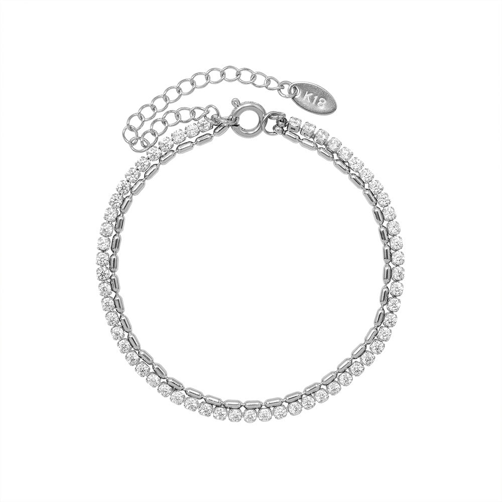 Bracelets en titane double couche avec strass et zircon