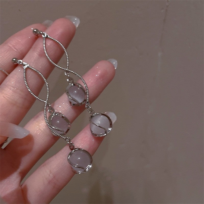 Women's Summer Super Match Mori Style Colorful Crystals Butterfly Long For Stud Earrings