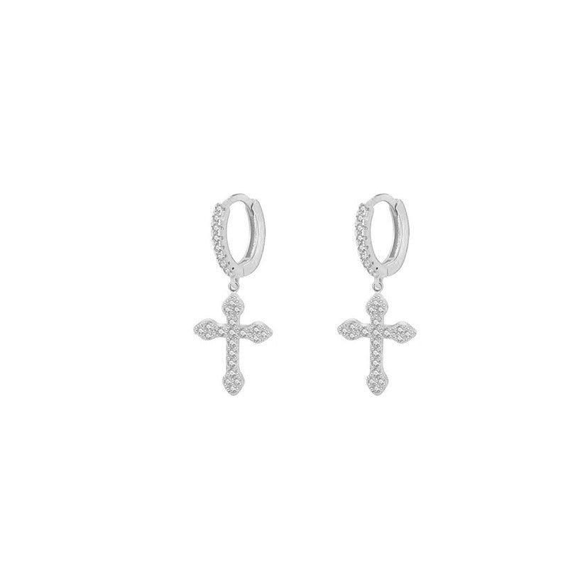 Trendy Rhinestone Zircon Cross Eardrops Style Ear Buckle