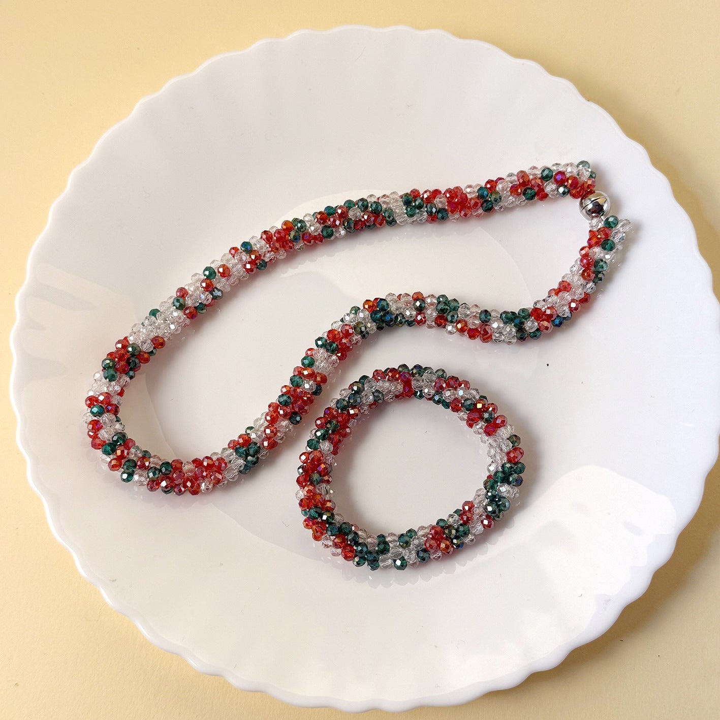 Colorful Crystal Suit Hand-woven Beads Fashion Jewelry Set