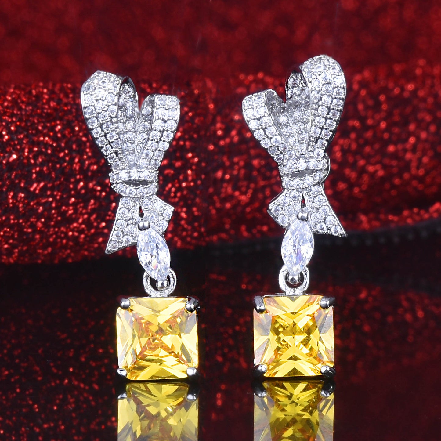 Jewelry Yellow Diamond Cutting Ear Super Flash Pink Earrings