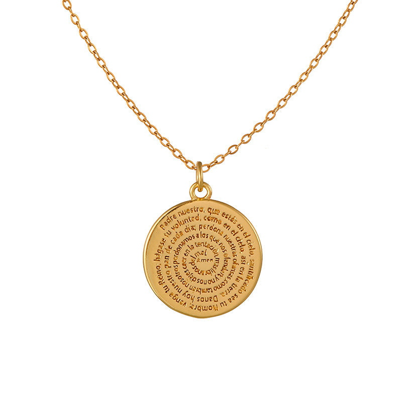 Women's Titanium Steel Round Letter Vintage Yoga Symbol Necklaces